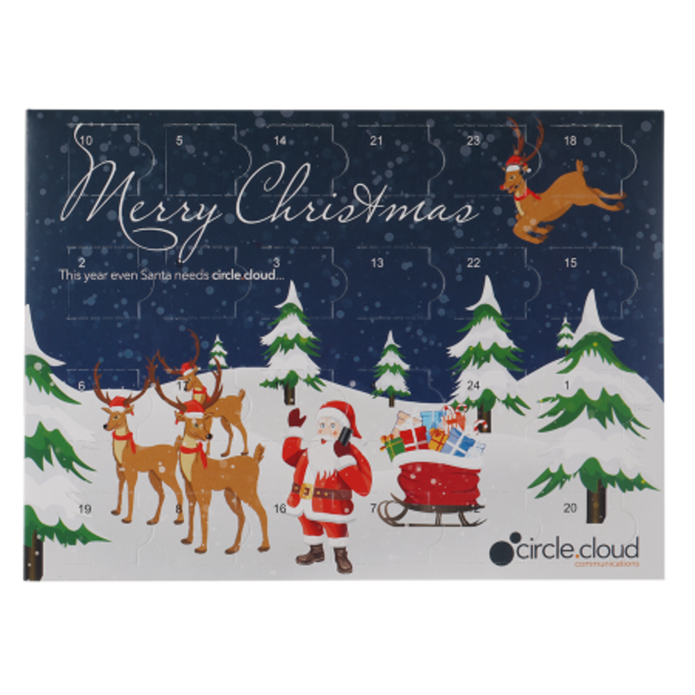 Adventskalender A5 – Belgische Callebaut-Schokolade | Vollfarbdruck | 24 Türchen