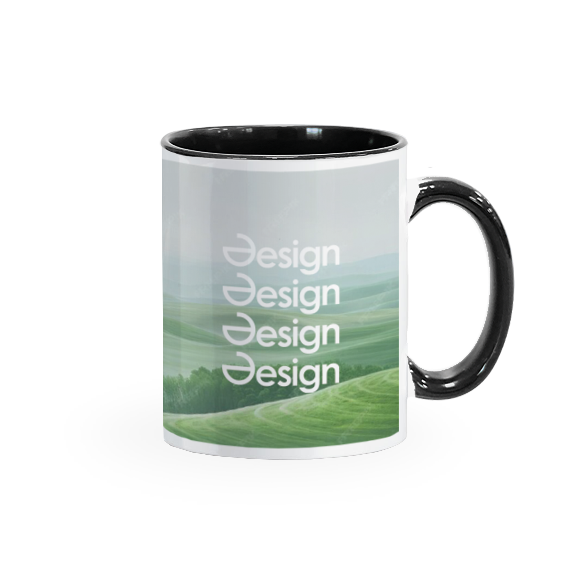 Fototasse Split - 350 ml | Weiß + farbiger Henkel | Rundumdruck