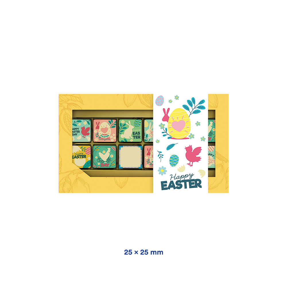 Logoschokolade - 12er Osterbox | Weiße + Milchschokolade | Banderole