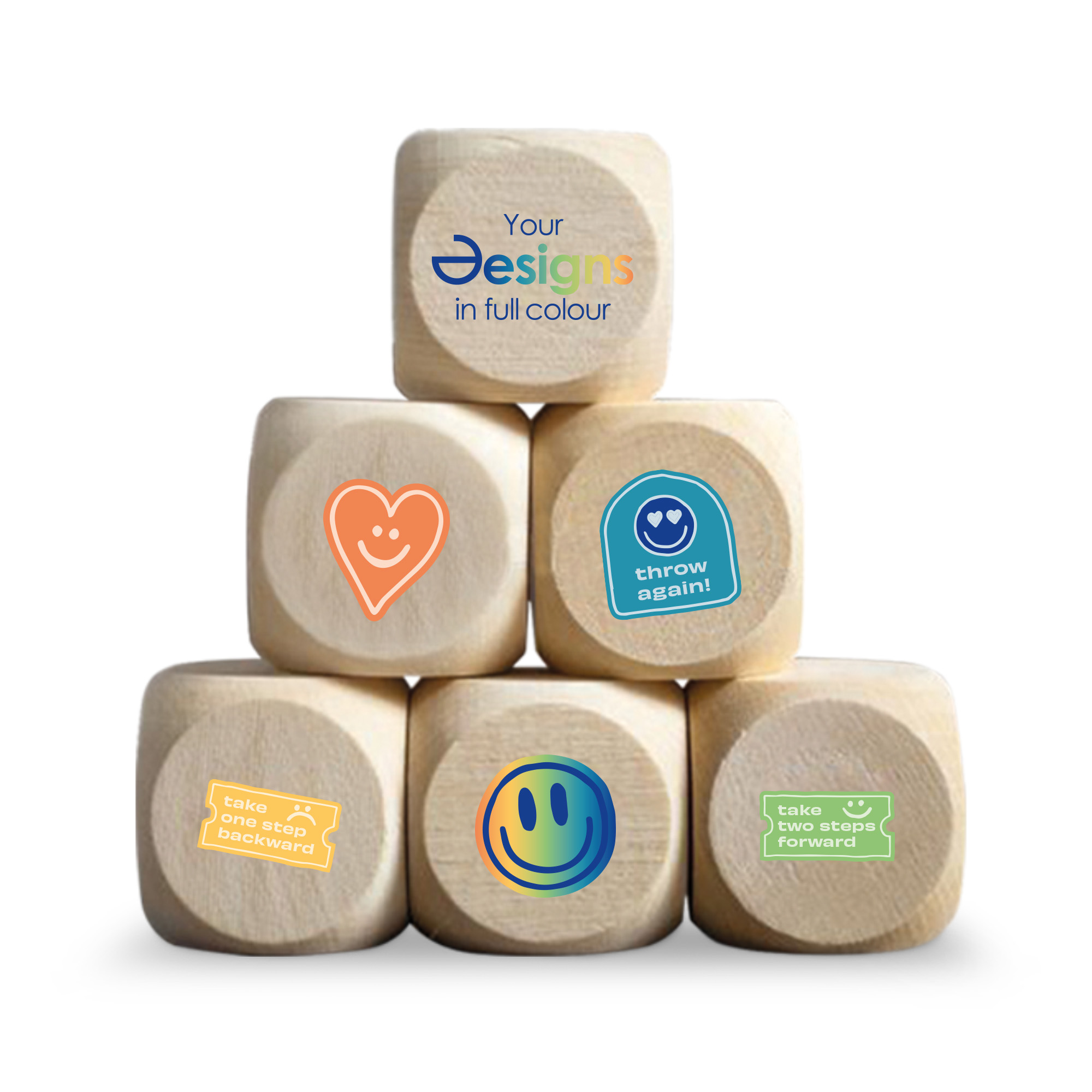 Würfel Askan – 6 Seiten | 25 mm | Holz | Alle Seiten gestalten