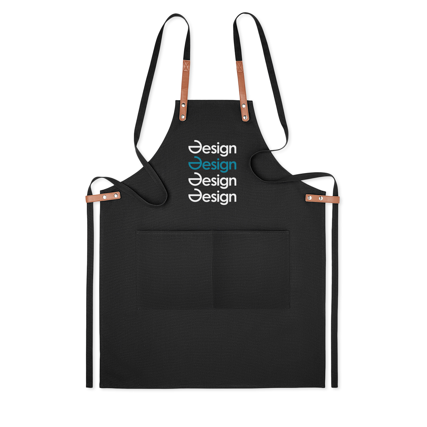 Schürze Elva | 340 g/m² | Bio-Baumwolle + PU Leder | 2 Vordertaschen