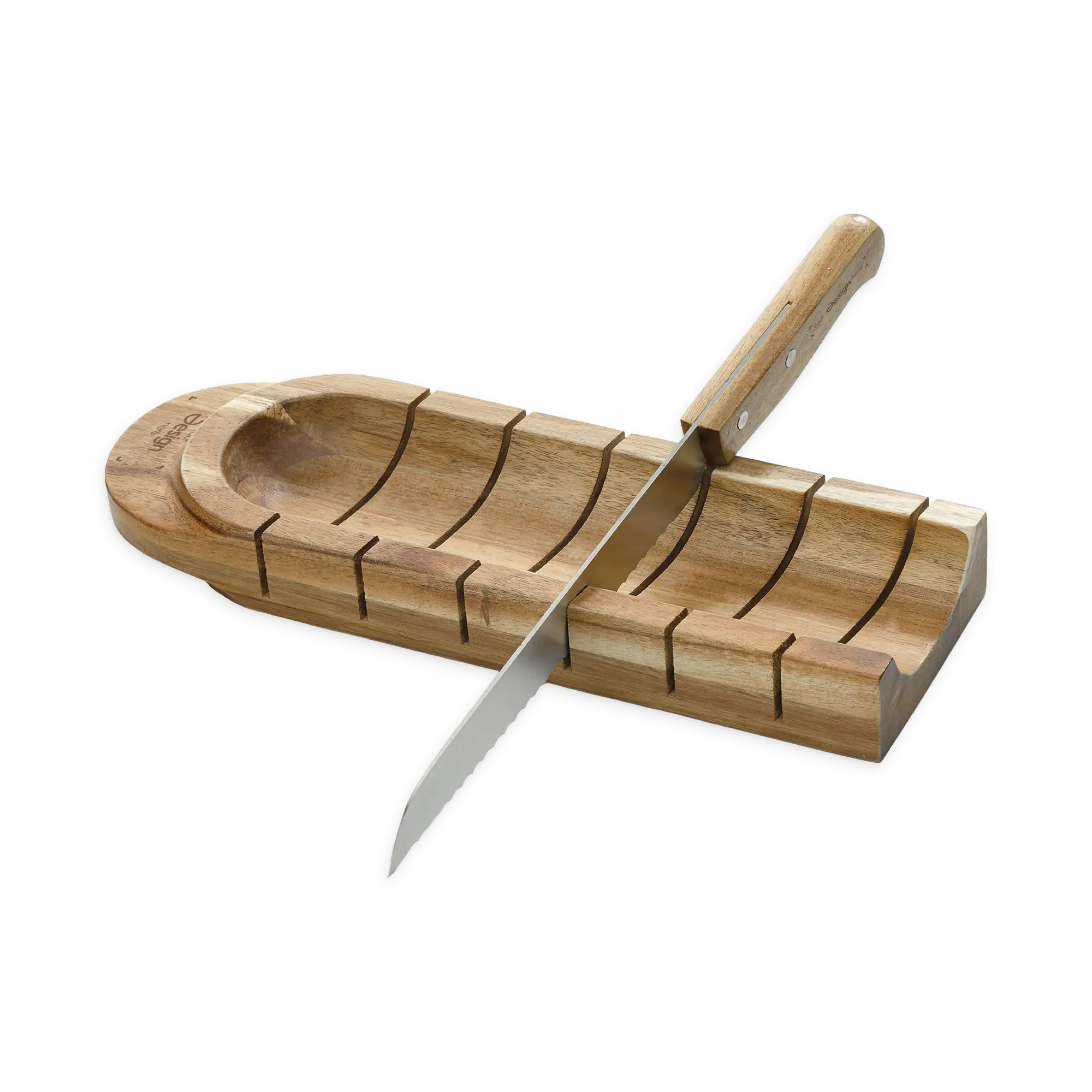 Baguette‑Halter – Akazienholz | Messer inklusive | Geschenkverpackung