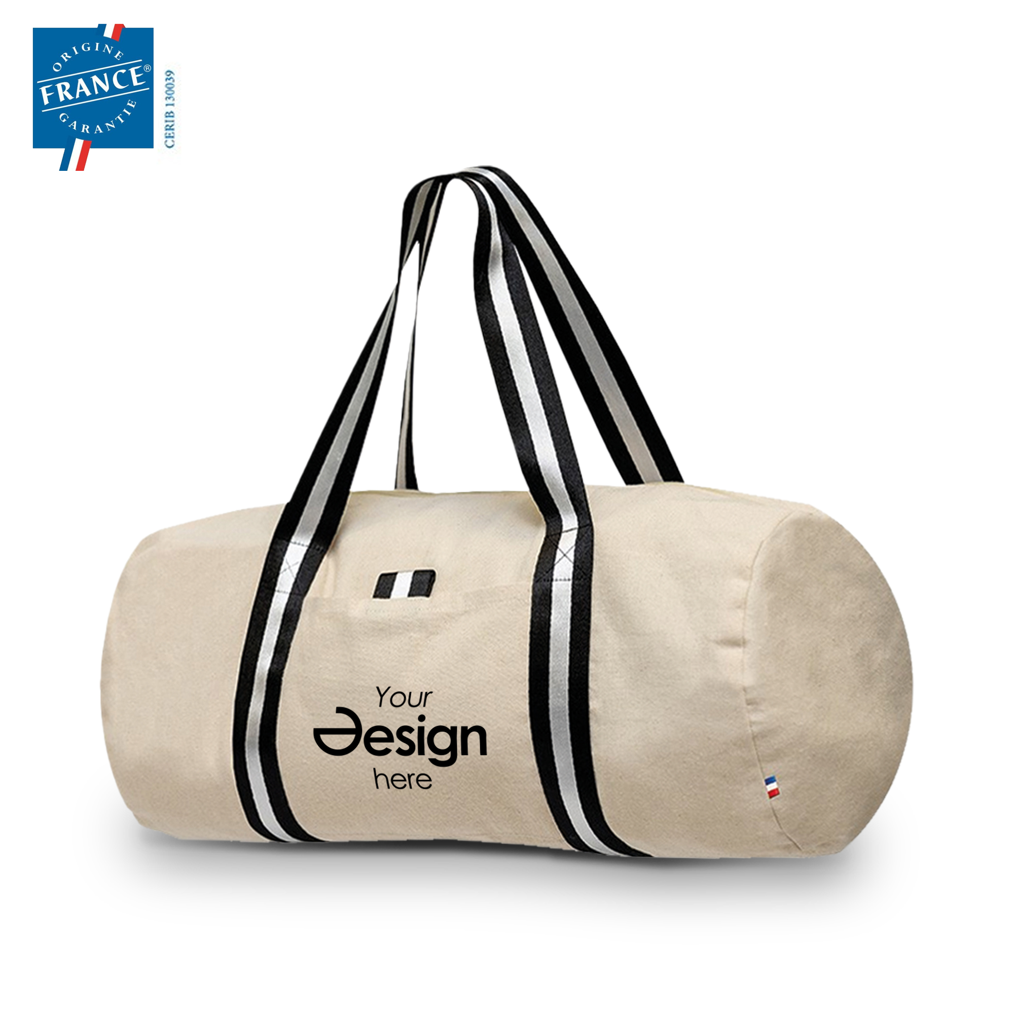 Goodjour Polochon Tasche - 220 gr/m2 | Hergestellt in Frankreich | Recycelte Baumwolle | Mit Fronttasche