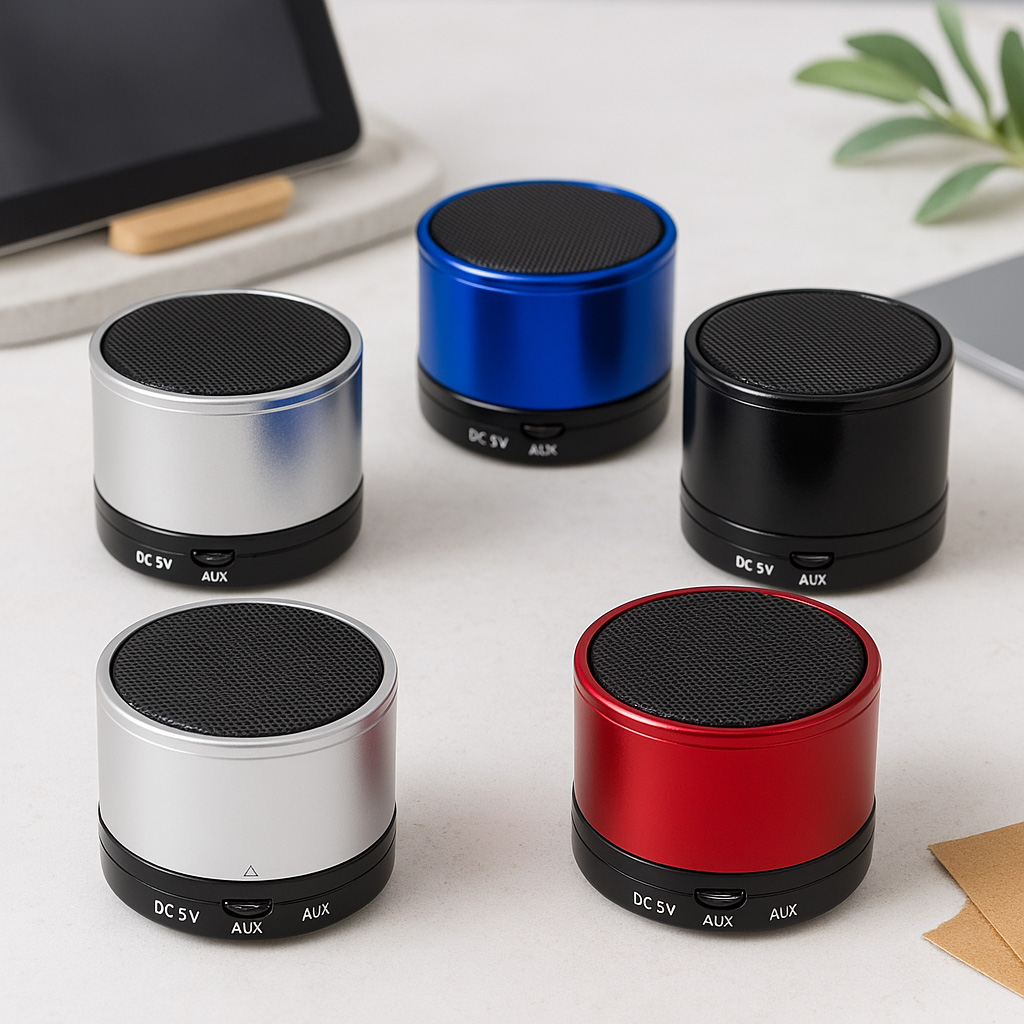 Bluetooth Lautsprecher – 300 mAh | Recyceltes Aluminium | MP3 & Radio | Freisprechfunktion