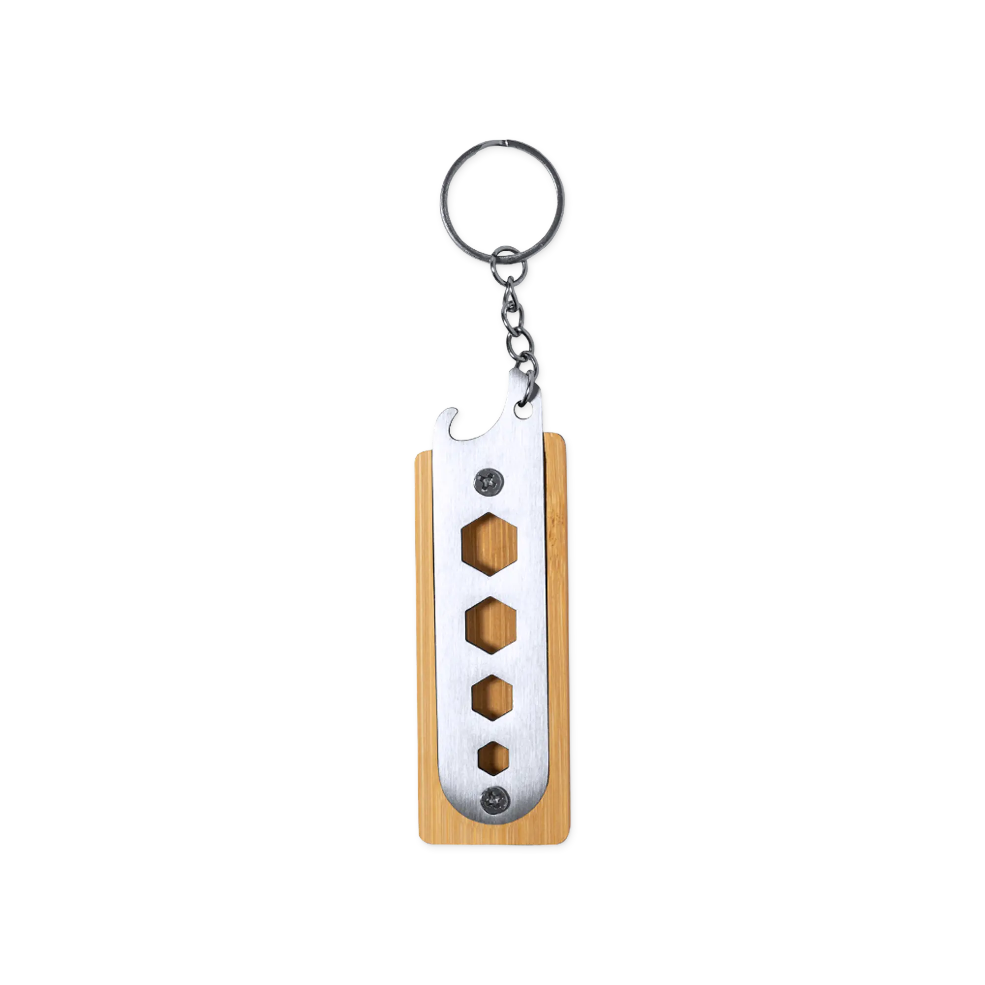 Multitool-Schlüsselanhänger – Bambus & Stahl | 5 Funktionen | Kompakt