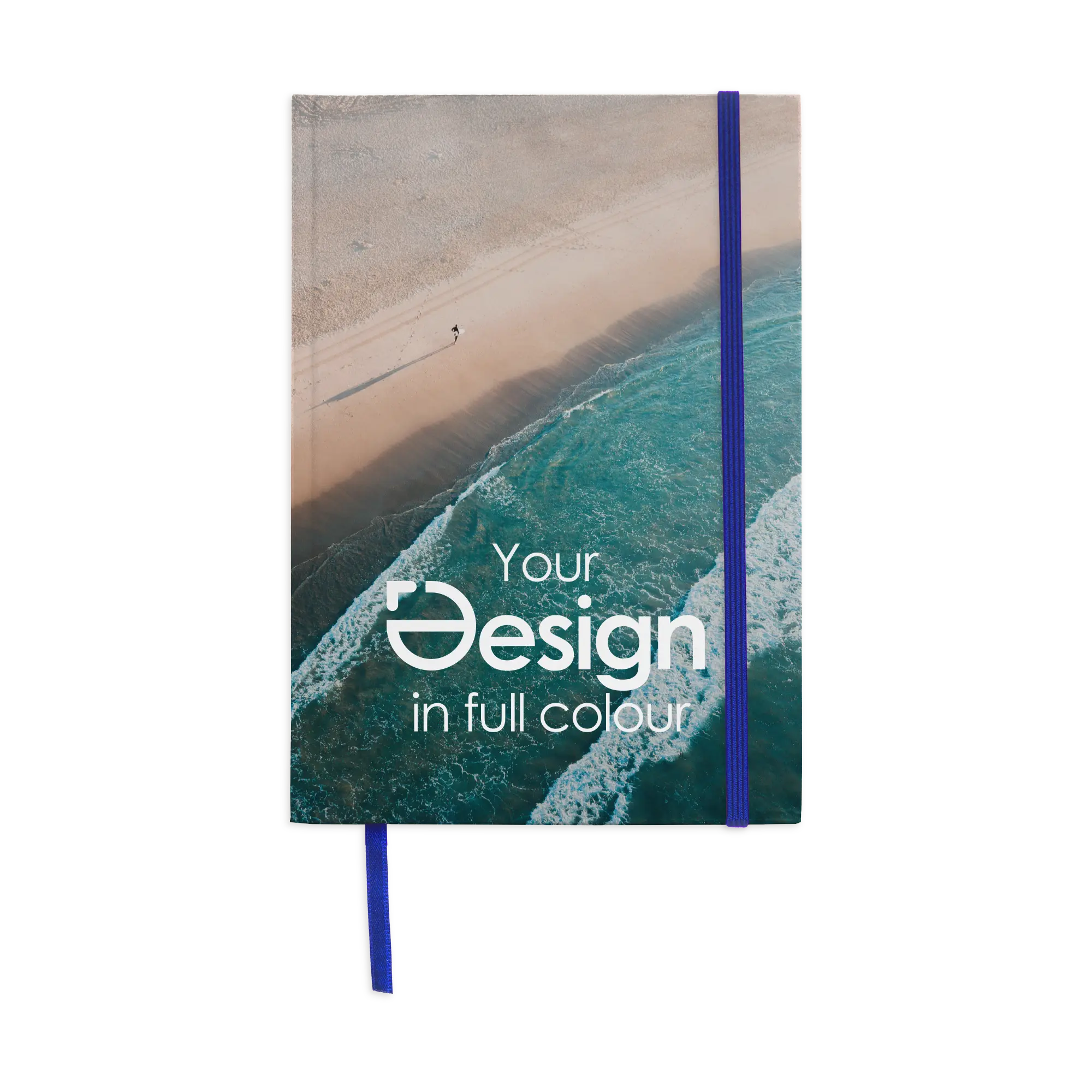 Mattes Notizbuch mit Hardcover – A5 | 25-100 Seiten | All-over-Logo | Individueller Druck