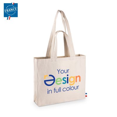 Goodjour Baumwolltasche - 220 gr/m2 | Hergestellt in Frankreich | Doppelte Henkel | Mit Seitenfalte