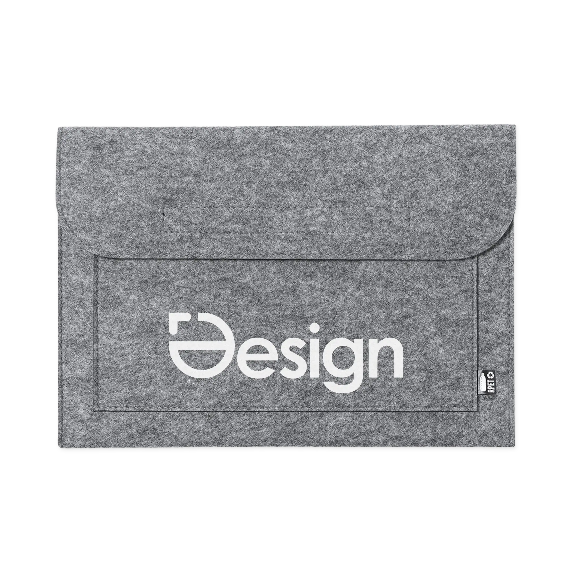 Laptophülle – 15 inch | Recycelter RPET-Filz | Vordertasche | Klettverschluss