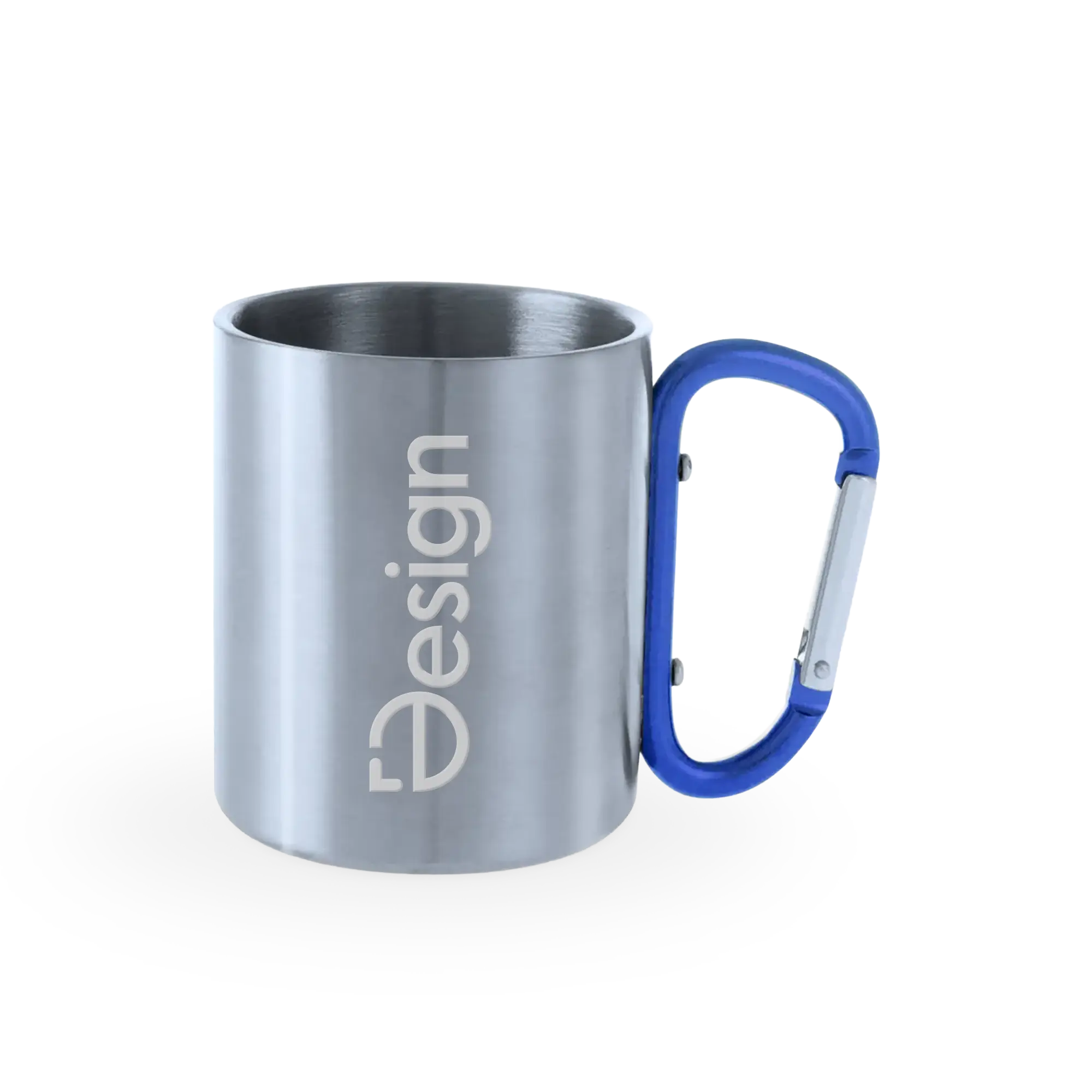 Metallic-Tasse – 220 ml | Edelstahl | Glänzende Oberfläche | Mit Karabinergriff