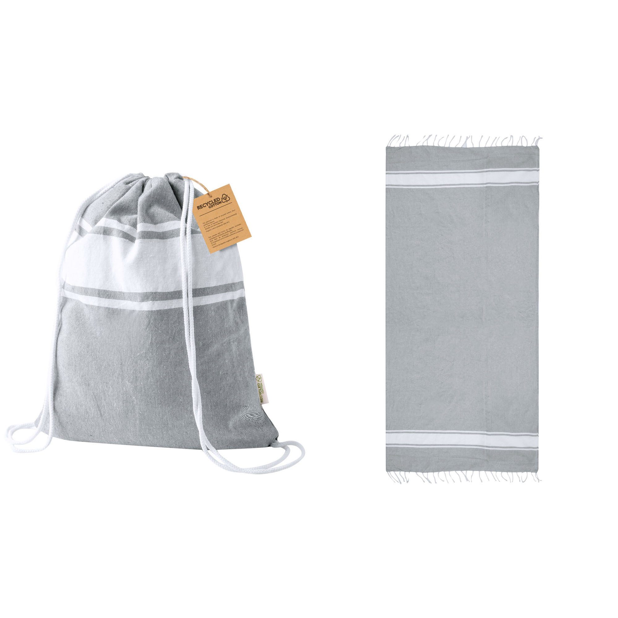 Strandtuch Set Pareo | 170 g/m² | Recycelt | Strandtuch & Beutel