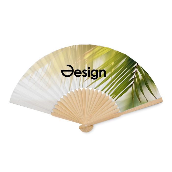 Fächer Bonita  - Bambusgriff | Braun | Vollfarbe | Aufdruck ganzflächig