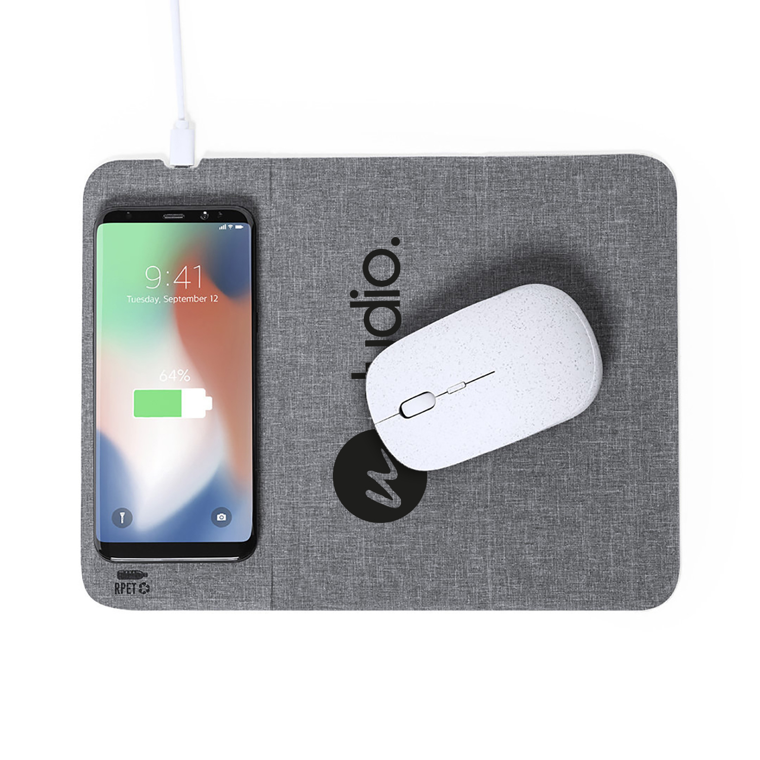 Mauspad Robin | Inkl. kabelloses Ladegerät | Anti-Rutsch | RPET