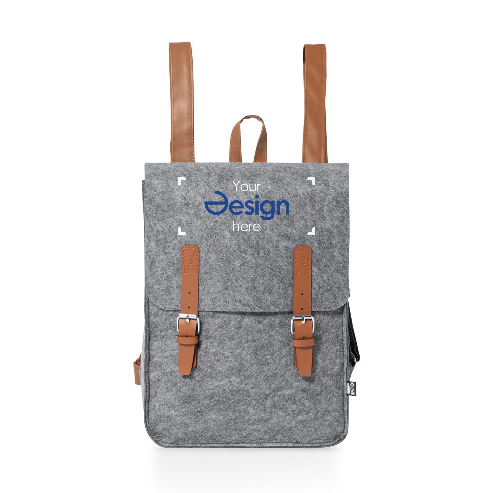 Rucksack aus RPET-Filz – PU-Riemen | Schnallenverschluss | Nature line | Recycelt