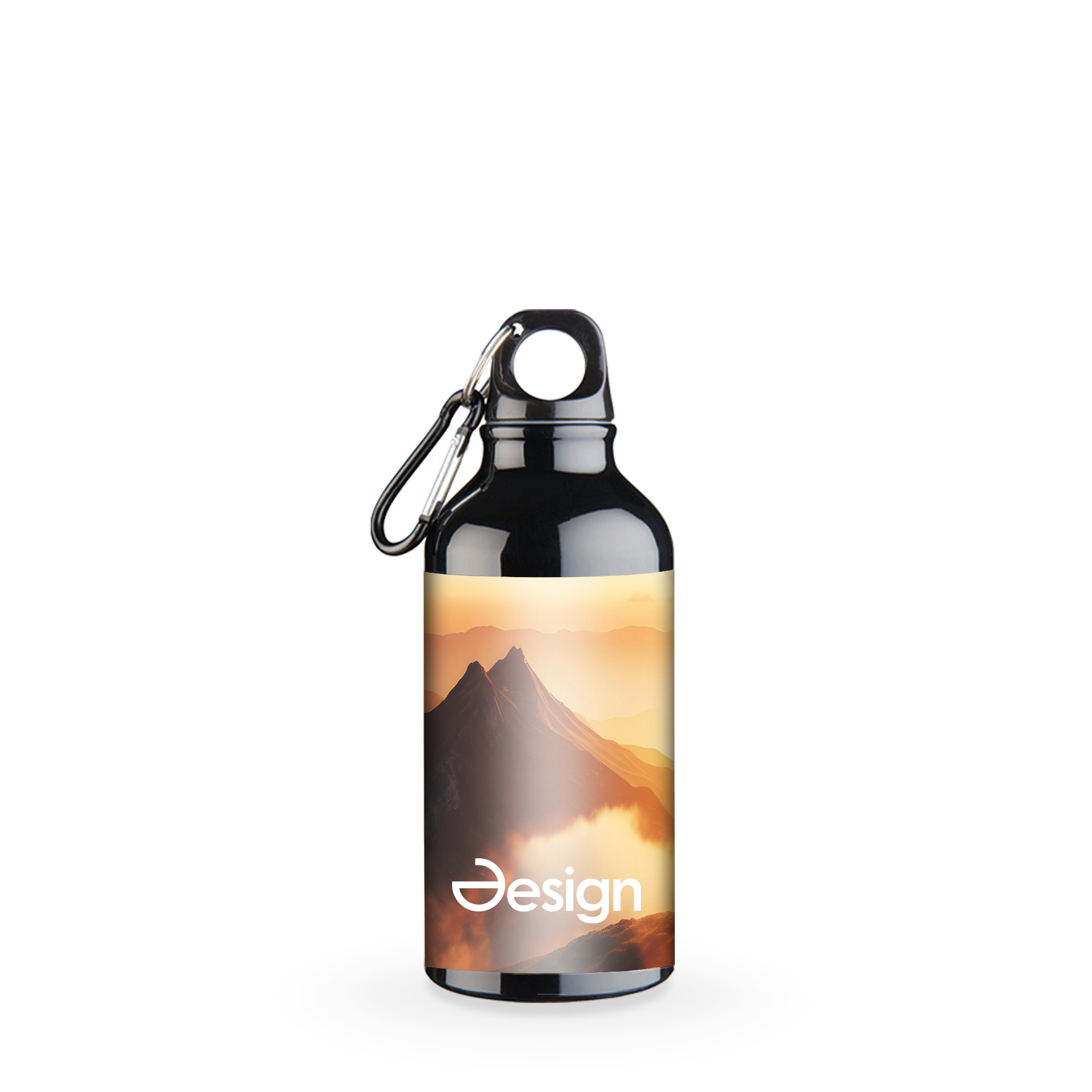 Recycelte Trinkflasche Max - 400 ml | RVS | Karabiner | Vollfarbdruck