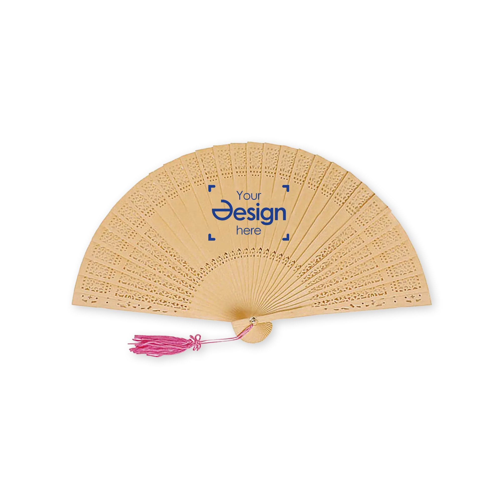 Fächer Davide  - Holzgriff | Holz-Lamellen | Mit Quaste