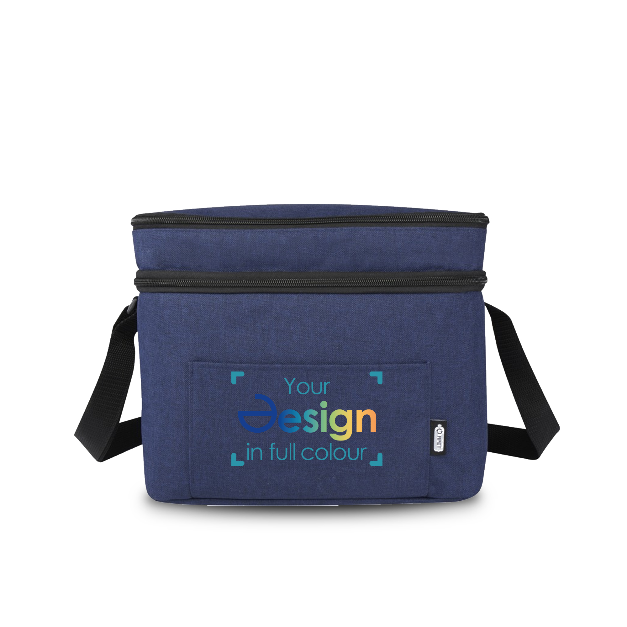 Kühltasche aus GRS RPET – 13L | Reißverschluss oben | Verstellbarer Gurt | Großes Hauptfach