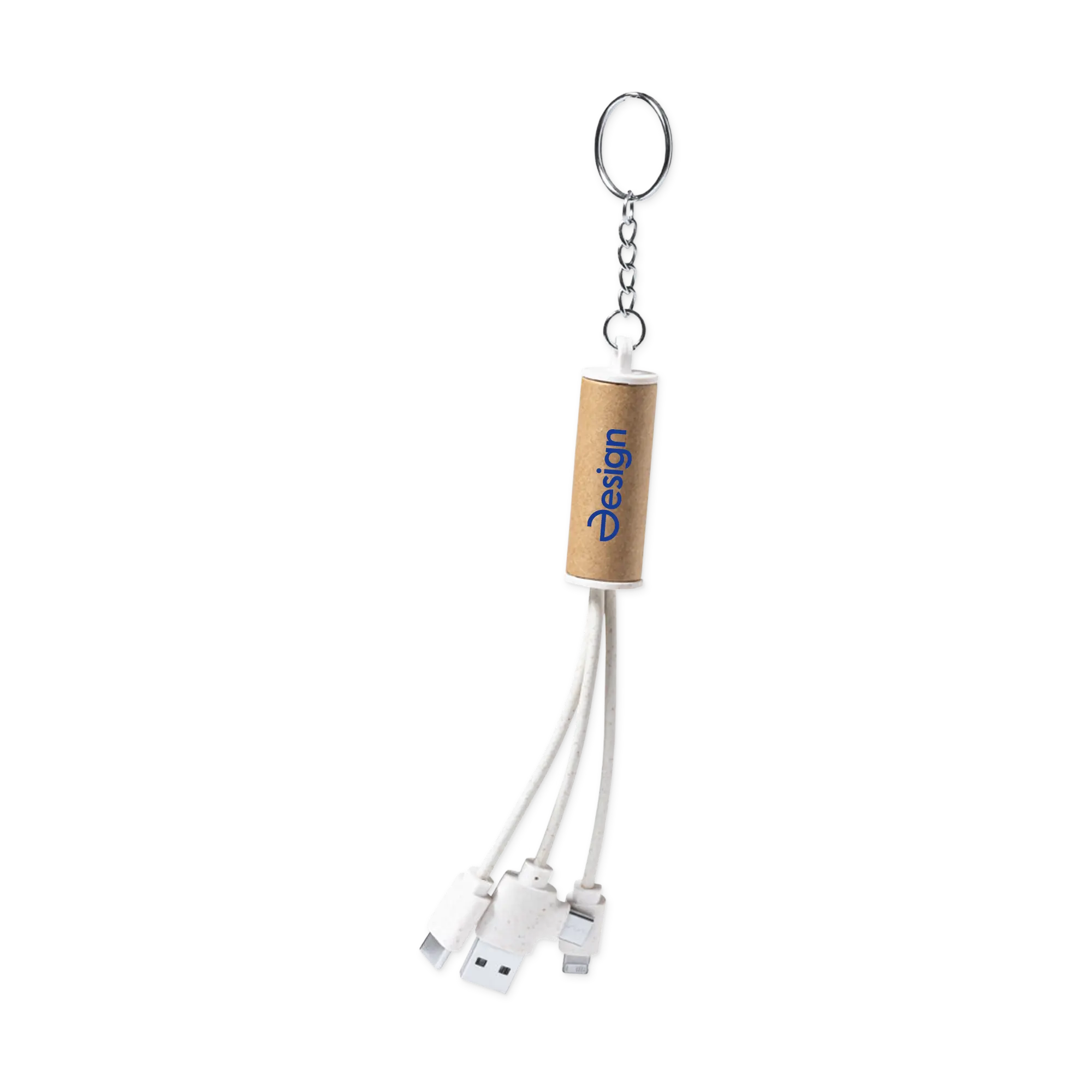 Ladekabel aus Recyclingmaterial – Karton | Weizenstroh | USB | Schlüsselanhänger
