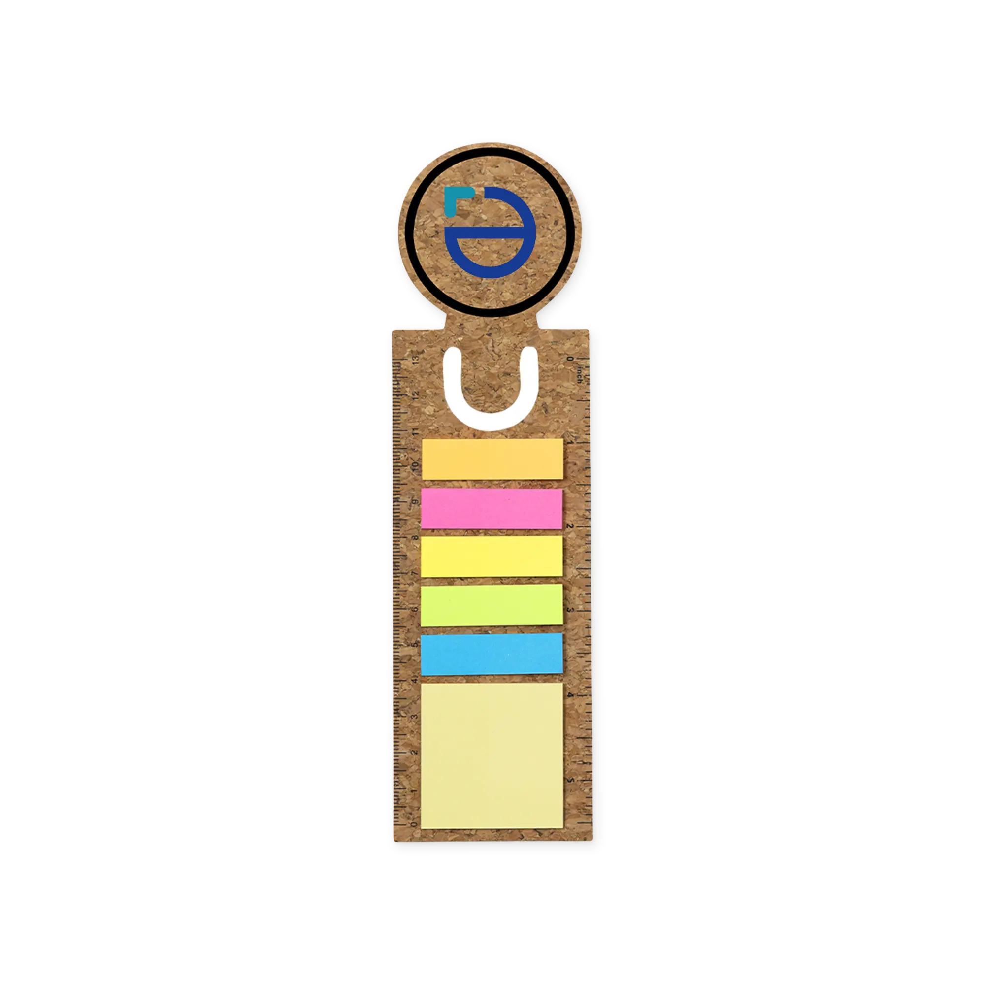 Lineal-Lesezeichen aus Kork – 13 cm | 90 Haftnotizen | Umweltfreundlich | Multifunktional