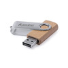 USB-Stick Rotate - Recycelt Braun | Silber Kappe + Brauner Stick | 16 GB | Gravur