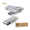 USB-Stick Rotate - Recycelt Weiß | Silber Kappe + Weißer Stick | 16 GB | Gravur