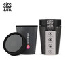Circular&Co® Becher Black - 227 ml | Recycelt | Schwarz + Farbiger Deckel  | BPA-frei
