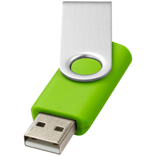 USB-Stick Rotate - Schnell | Silber Kappe + Farbiger Stick  | 2 GB | Gravur & Druck | DEmaxs038 Lime