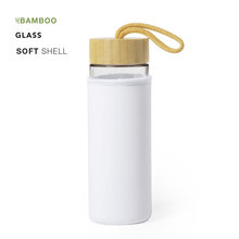 Glasflasche Alani  - 530 ml | Bambus-Schraubdeckel | inkl. Tasche | 156582 