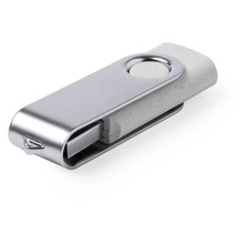 USB-Stick Rotate - Recycelt Weiß | Silber Kappe + Weißer Stick | 16 GB | Gravur | DE156633 Weiß