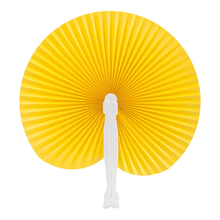 Papierfächer Rodrigo - Kunststoffgriff | Farbig | Faltbar | Aufdruck Griff | 83731531 Gelb