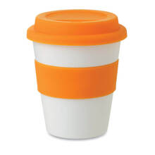 Coffee to go Becher Frederico | 350 ml | Kunststoff & Silikon | Aufdruck auf Band oder Becher | 8798078 Orange