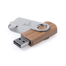 USB-Stick Rotate - Bambu | Metallclip + Bambus Stick | 16 GB | Gravur