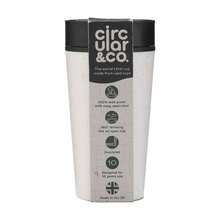 Circular&Co® Becher White - 340 ml | Recycelt | Weiß + Farbiger Deckel | BPA-frei | 73W044 Weiß/Schwarz