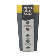 Circular&Co® Becher Black - 340 ml | Recycelt | Schwarz + Farbiger Deckel  | BPA-frei | 73W046 schwarz/gelb