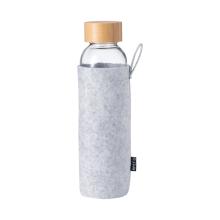 Glasflasche Felani - 500ml | RPET-Beutel & Bambusdeckel | 1farbiger Aufdruck | 83733325 Transparent