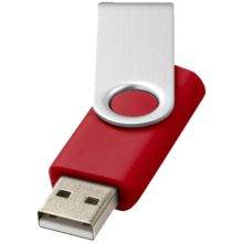 USB-Stick Rotate - Schnell | Silber Kappe + Farbiger Stick  | 2 GB | Gravur & Druck | DEmaxs038 Bordeauxrot