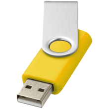 USB-Stick Rotate - Schnell | Silber Kappe + Farbiger Stick  | 2 GB | Gravur & Druck | DEmaxs038 Gelb