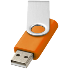 USB-Stick Rotate - Schnell | Silber Kappe + Farbiger Stick  | 2 GB | Gravur & Druck | DEmaxs038 Orange