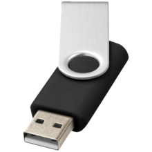 USB-Stick Rotate - Schnell | Silber Kappe + Farbiger Stick  | 2 GB | Gravur & Druck | DEmaxs038 Schwarz