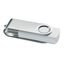 USB-Stick Techmate - Schnell | Silber Kappe + Farbiger Stick  | 4 GB | Vollfarbe | DEmaxp041 Weiß