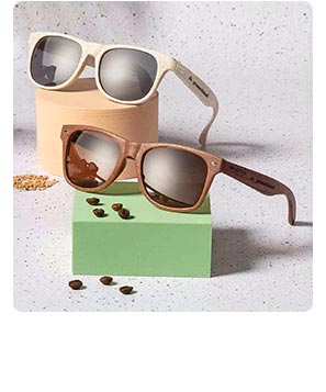 Nachhaltige Sonnenbrille von Maxilia mit Werbetext